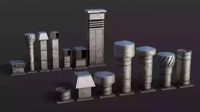 Roof Vent Props Pack - Optimized Game Ready 3D Models
