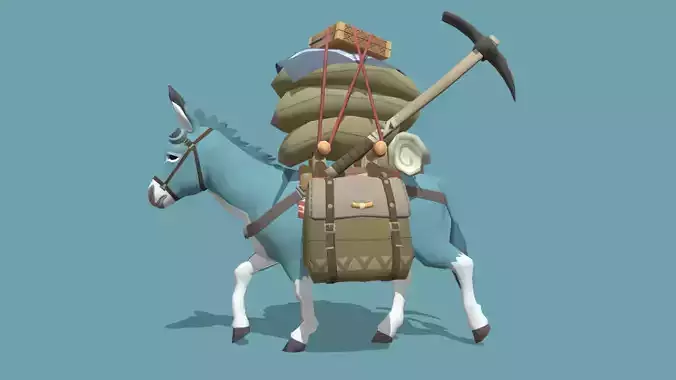 Donkey - Animated Low-poly 3D model