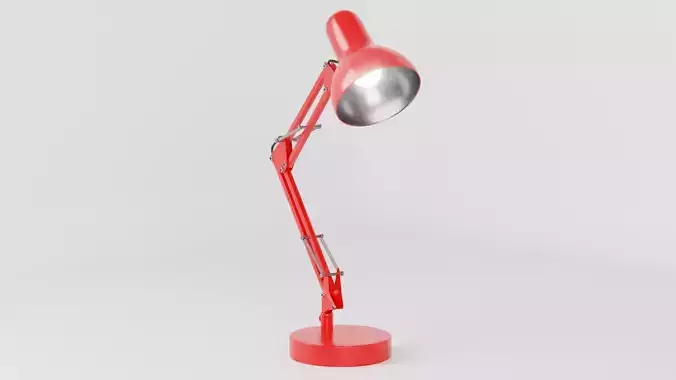 Desk Lamp Flexo Red - PBR metal lamp 3D model