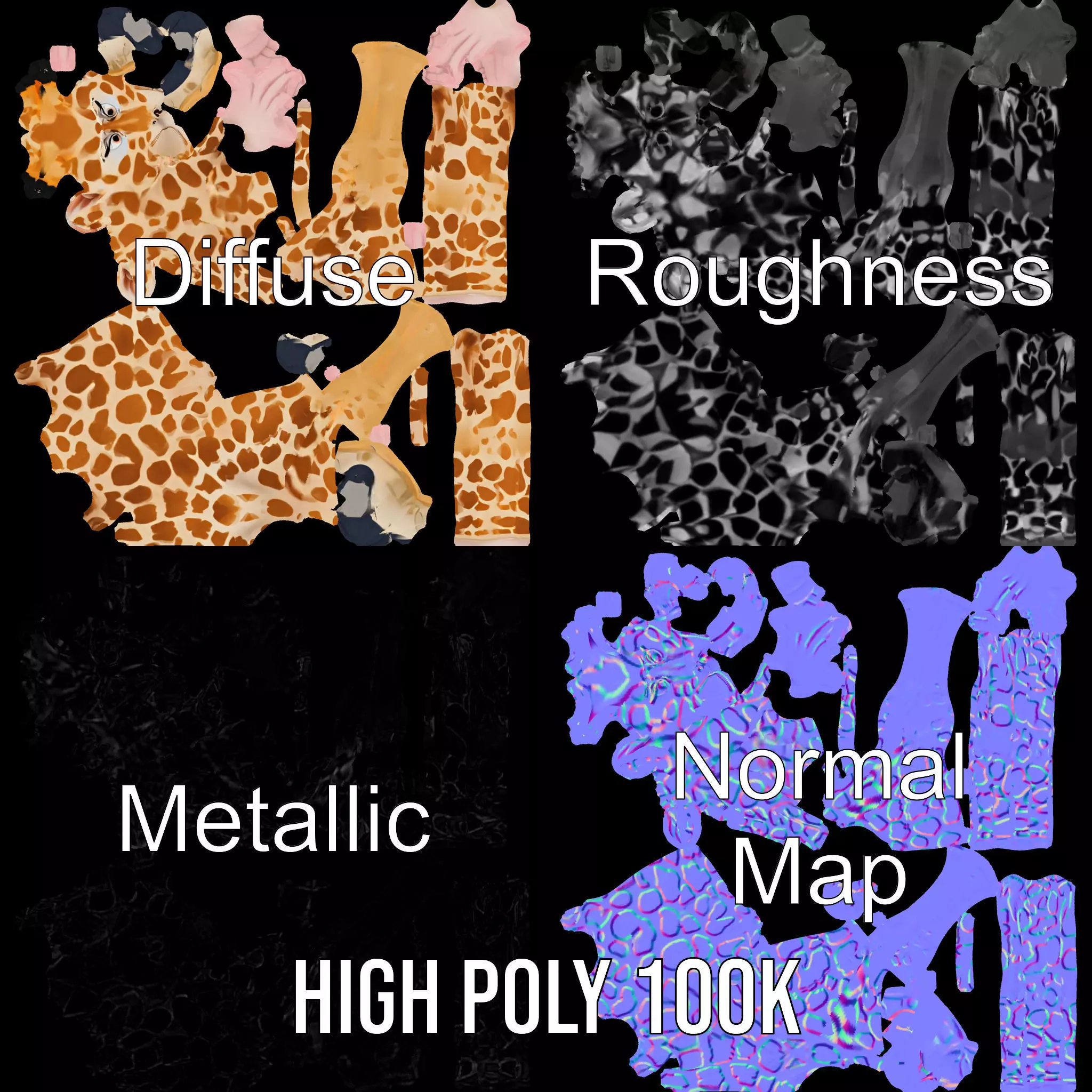 Cartoon Giraffe Character model pack Low-poly 3D model_4