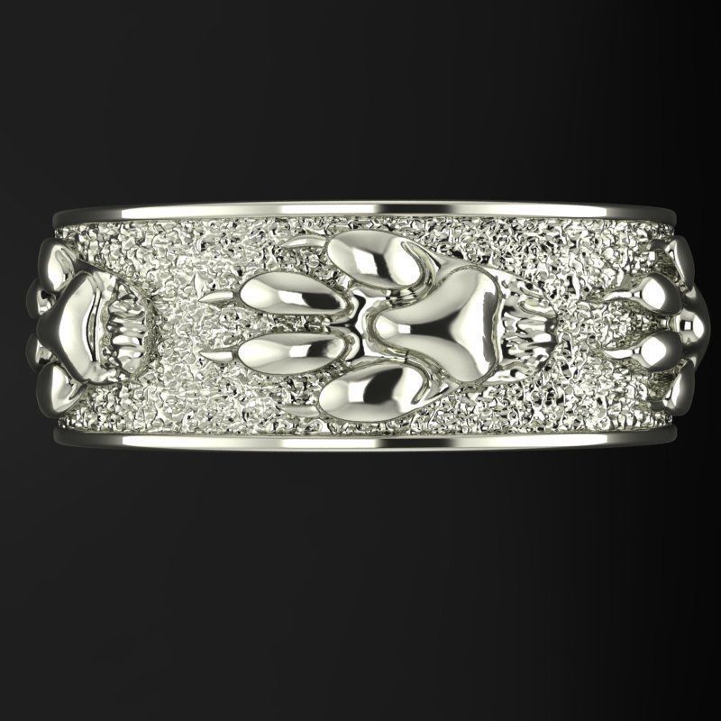 Ring wolf paw 3D print model_4