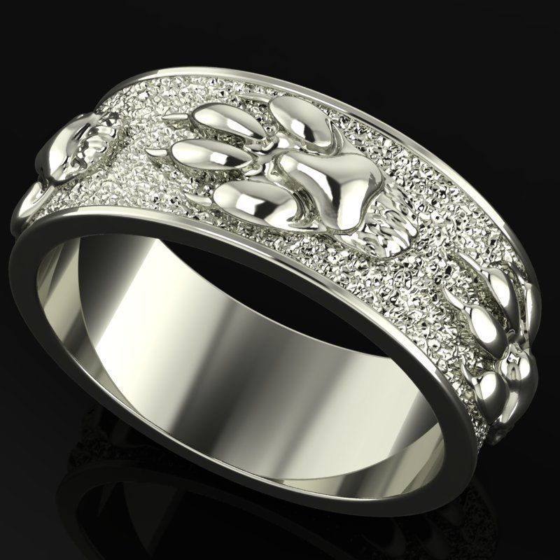Ring wolf paw 3D print model_3