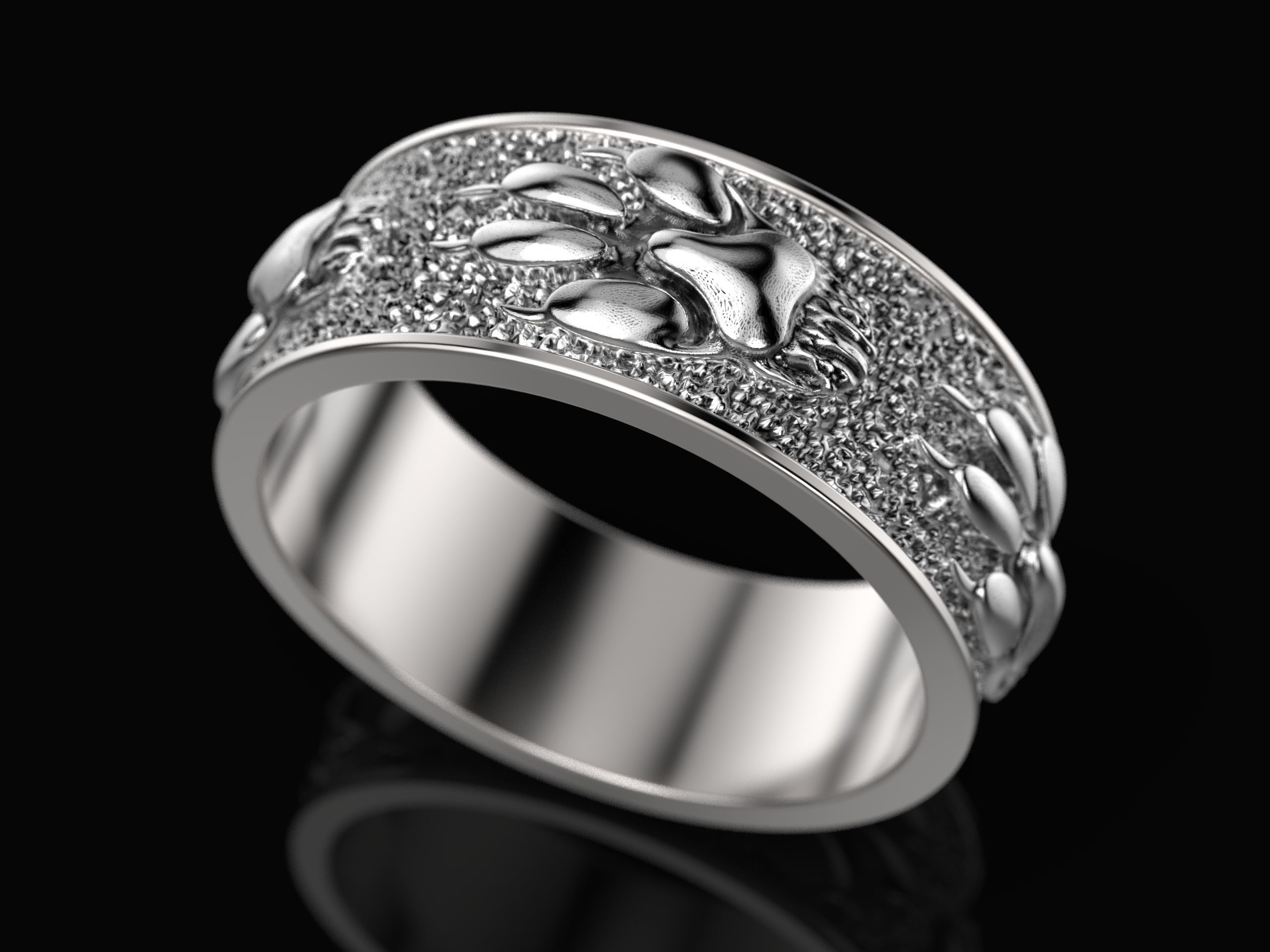 Ring wolf paw 3D print model_1