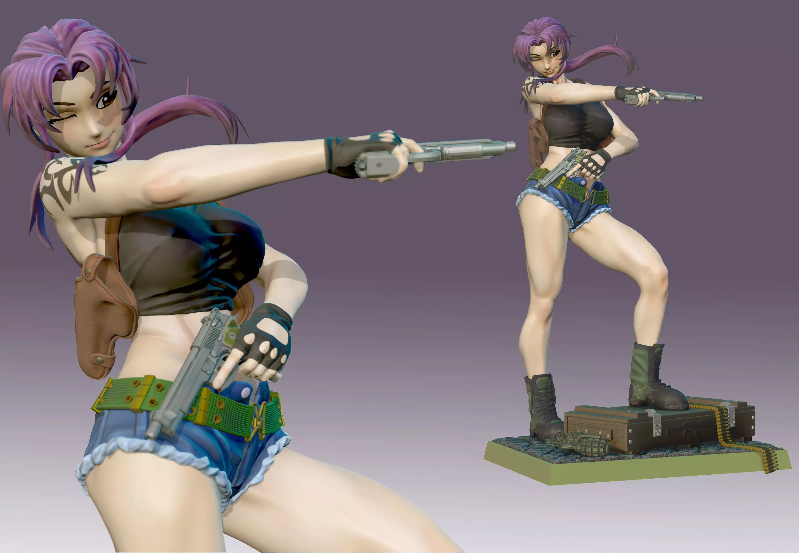 Black Lagoon Revy FIgure standar version 3D model 3D printable