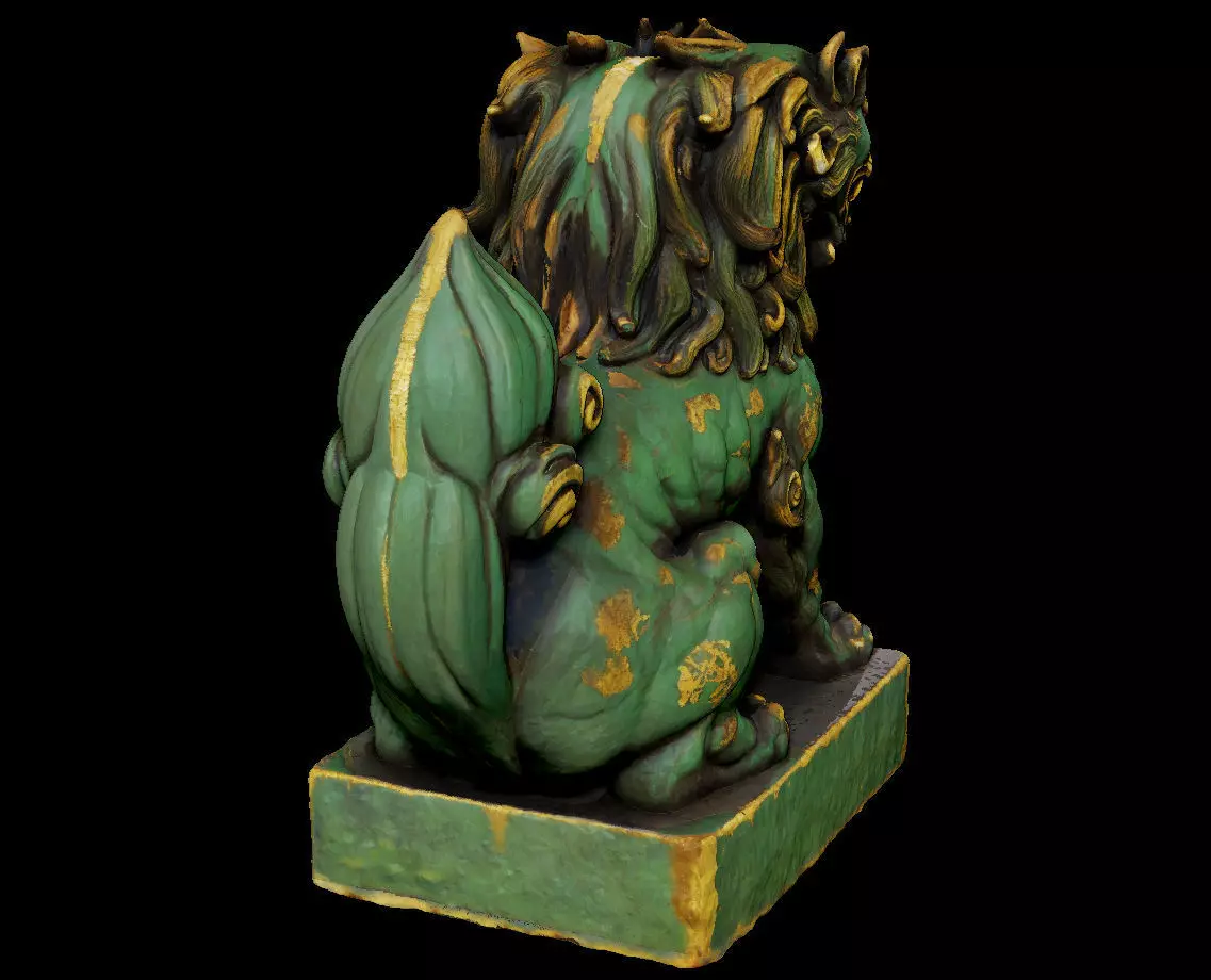 Japanese Komainu Cerberus - 3-Headed Guardian Lion-Dog Statue 3D print model_4