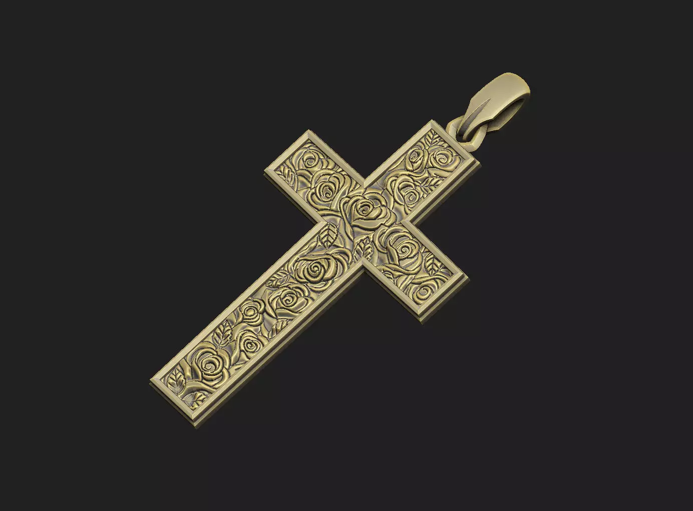 Cross rose floral cluster religion cathedral krest spirituality 3D print model_0