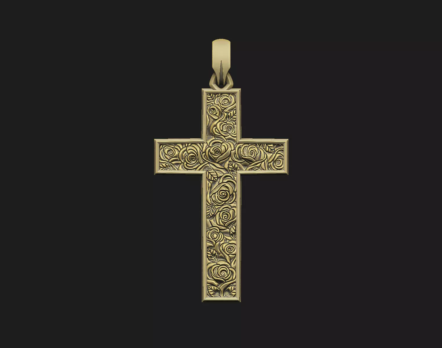 Cross rose floral cluster religion cathedral krest spirituality 3D print model_1