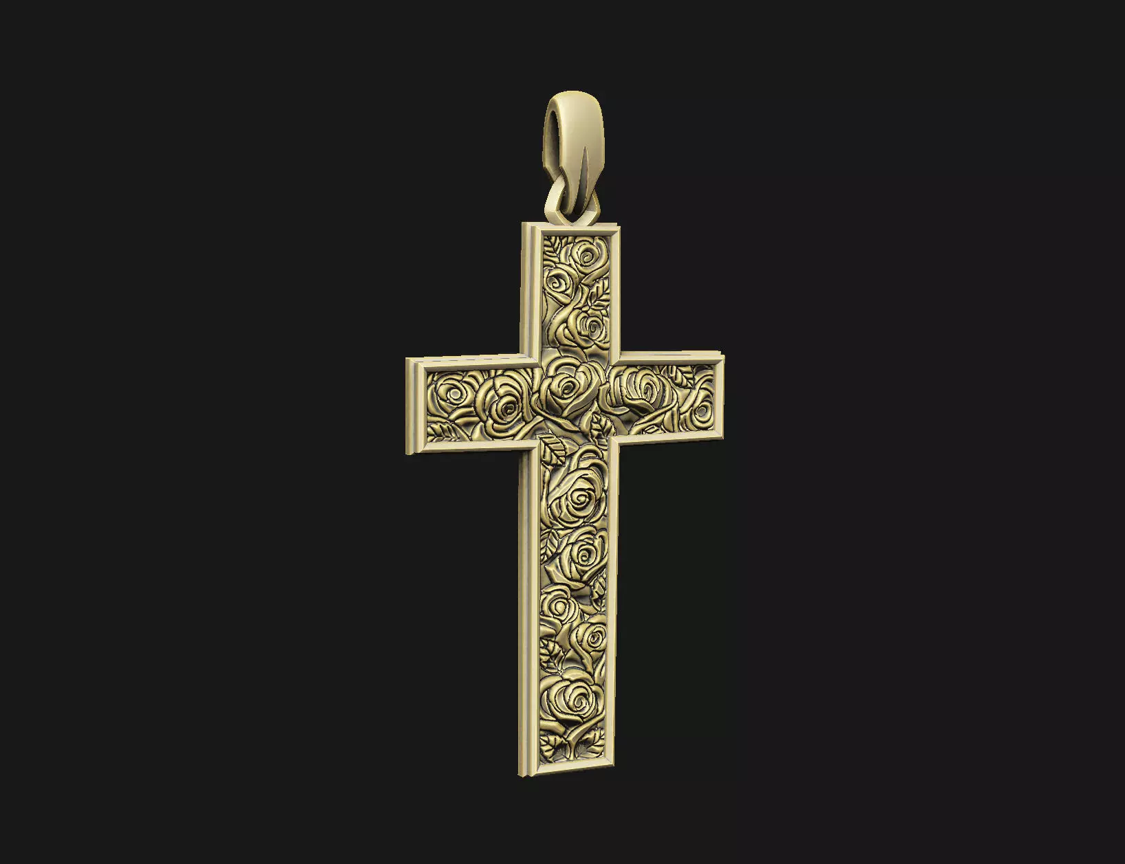 Cross rose floral cluster religion cathedral krest spirituality 3D print model_2