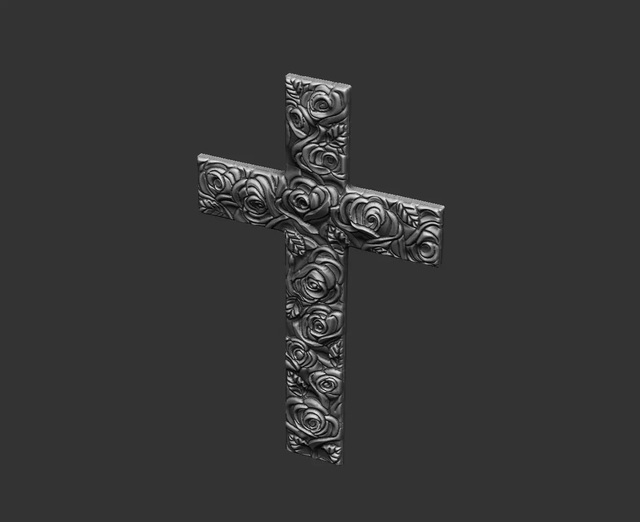 Cross rose floral cluster religion cathedral krest spirituality 3D print model_9