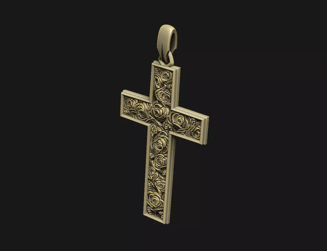 Cross rose floral cluster religion cathedral krest spirituality 3D print model_3