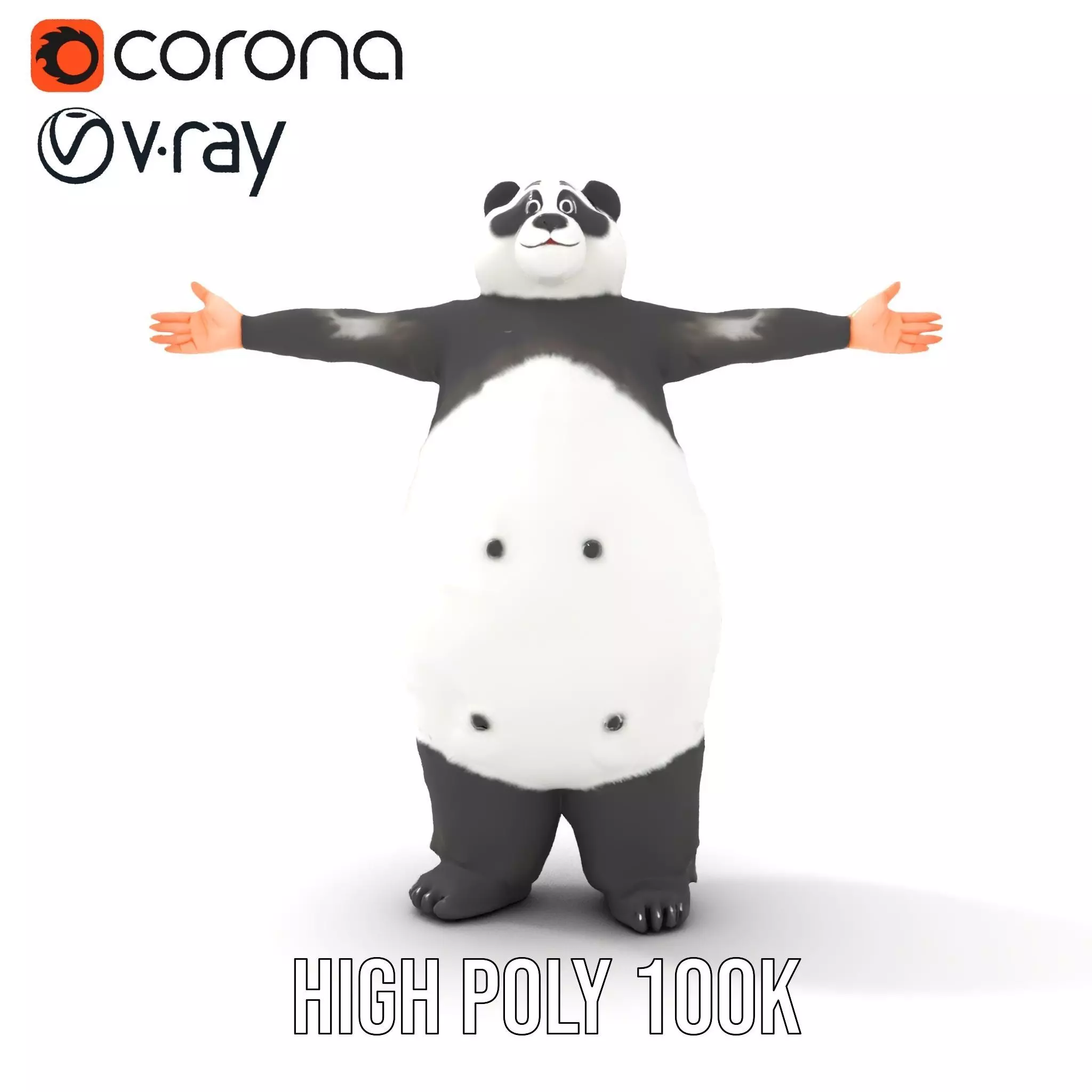 Fluffy Panda Character model pack Low-poly 3D model_24