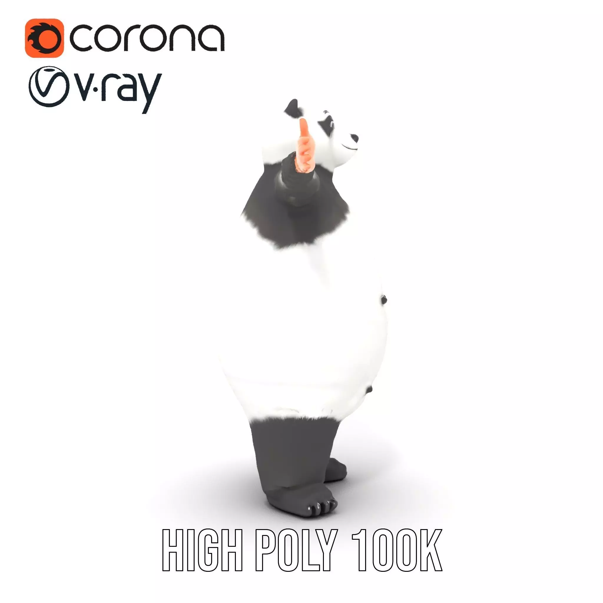 Fluffy Panda Character model pack Low-poly 3D model_27