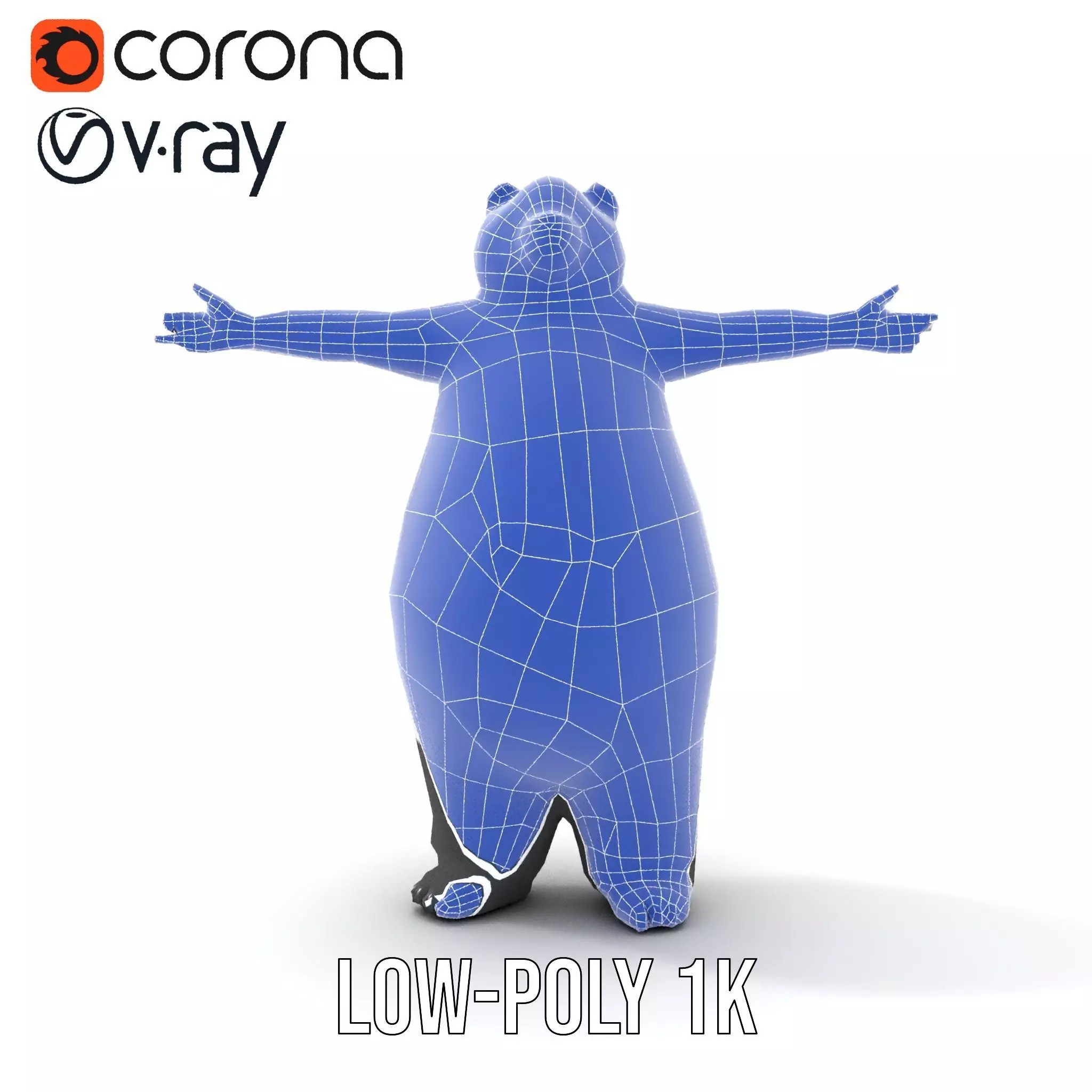 Fluffy Panda Character model pack Low-poly 3D model_32