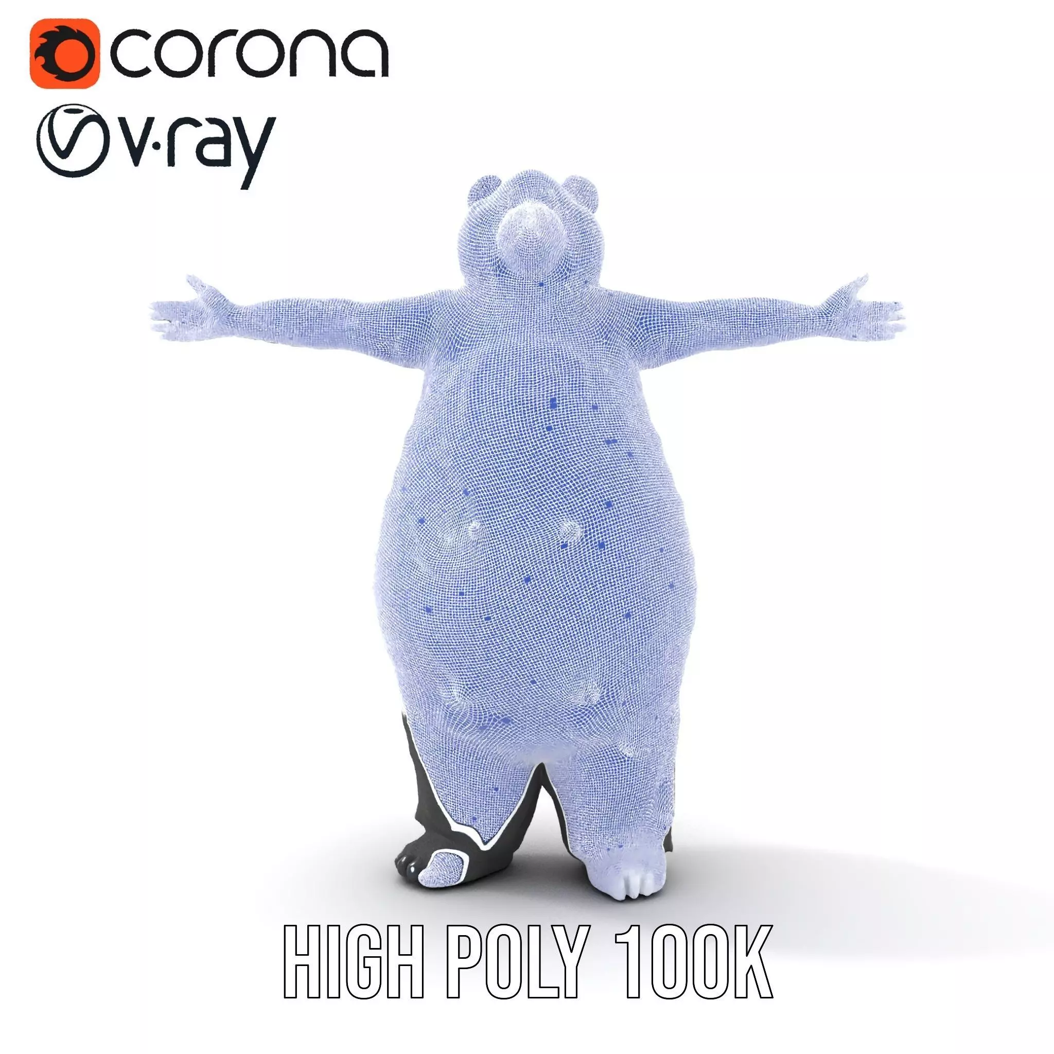 Fluffy Panda Character model pack Low-poly 3D model_35