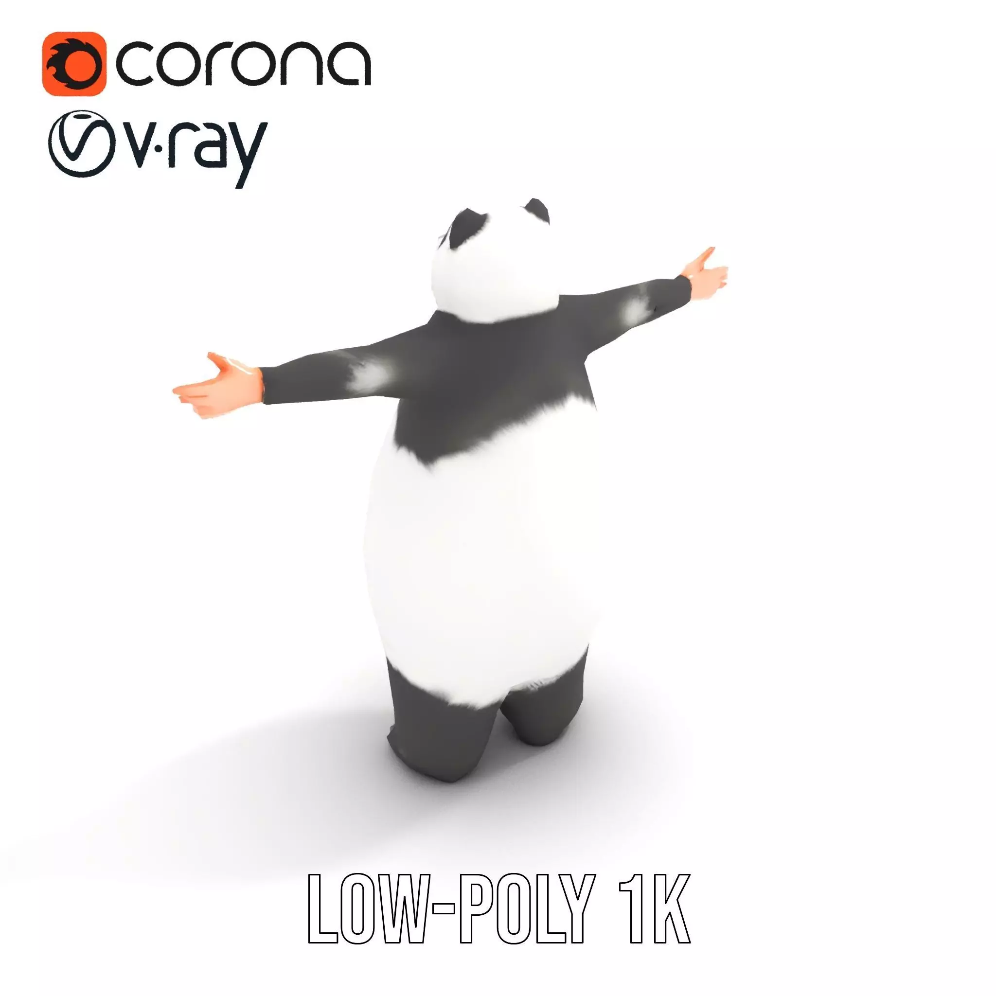 Fluffy Panda Character model pack Low-poly 3D model_20