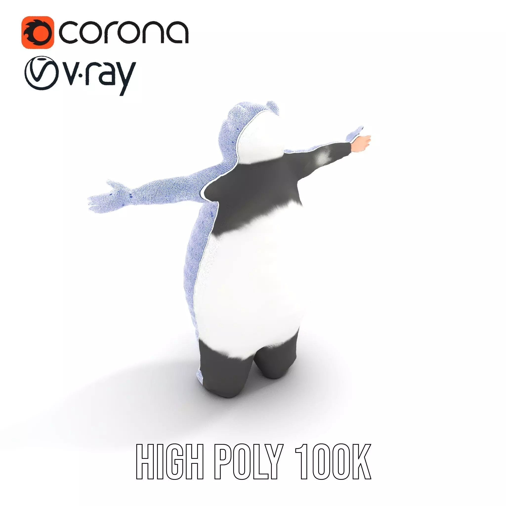 Fluffy Panda Character model pack Low-poly 3D model_34