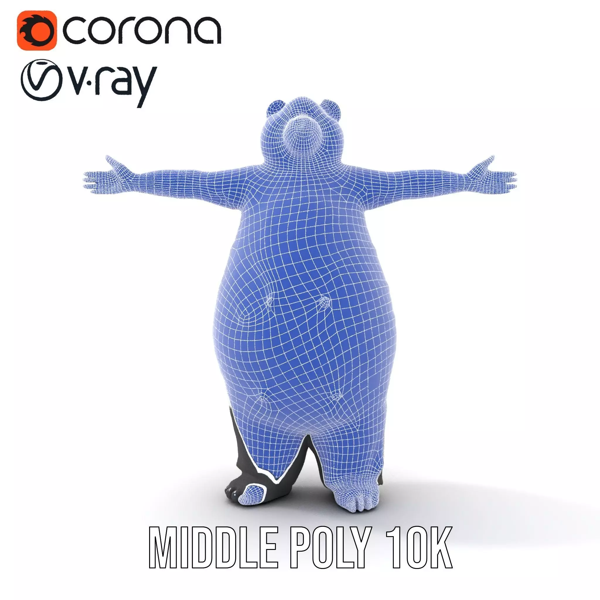 Fluffy Panda Character model pack Low-poly 3D model_16