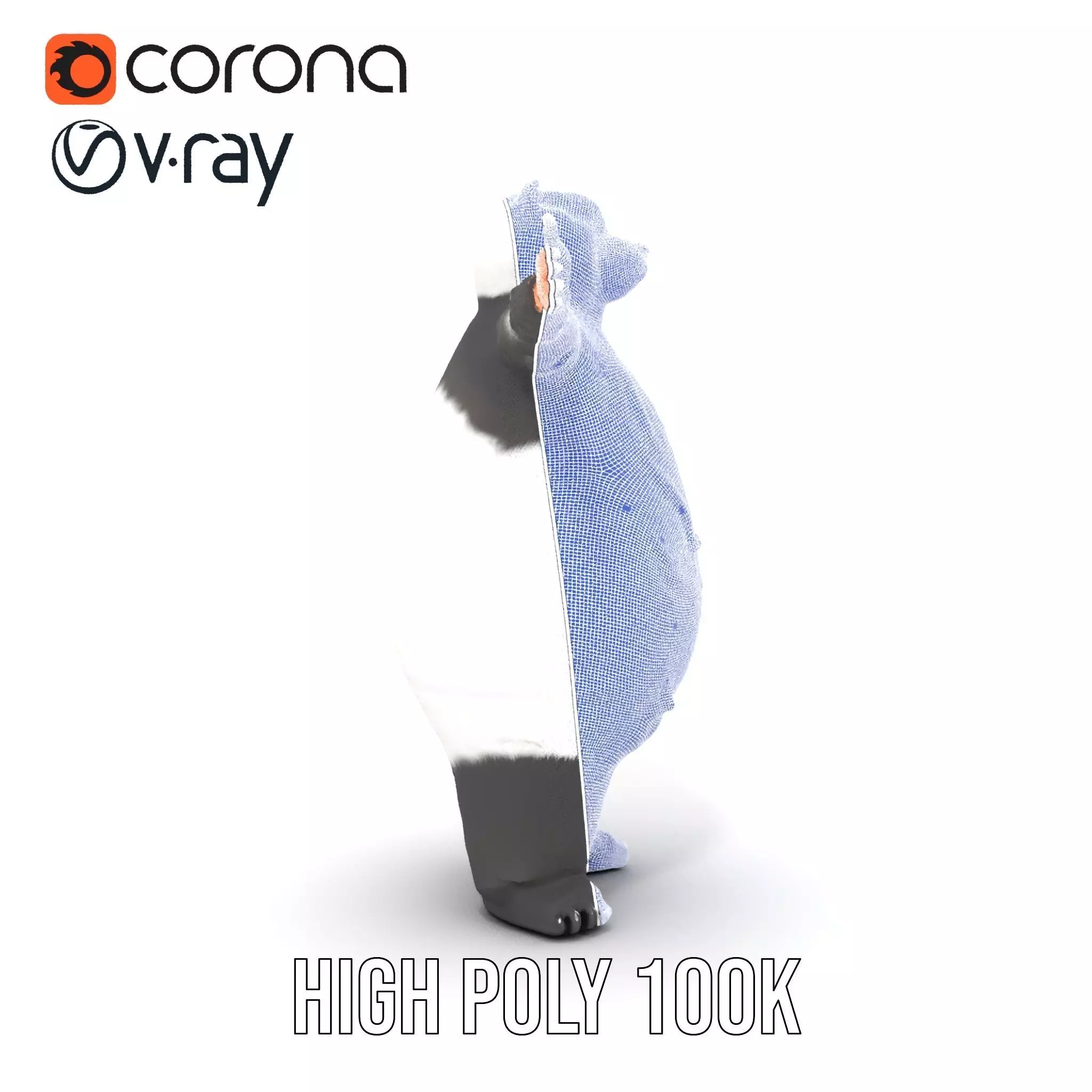 Fluffy Panda Character model pack Low-poly 3D model_30