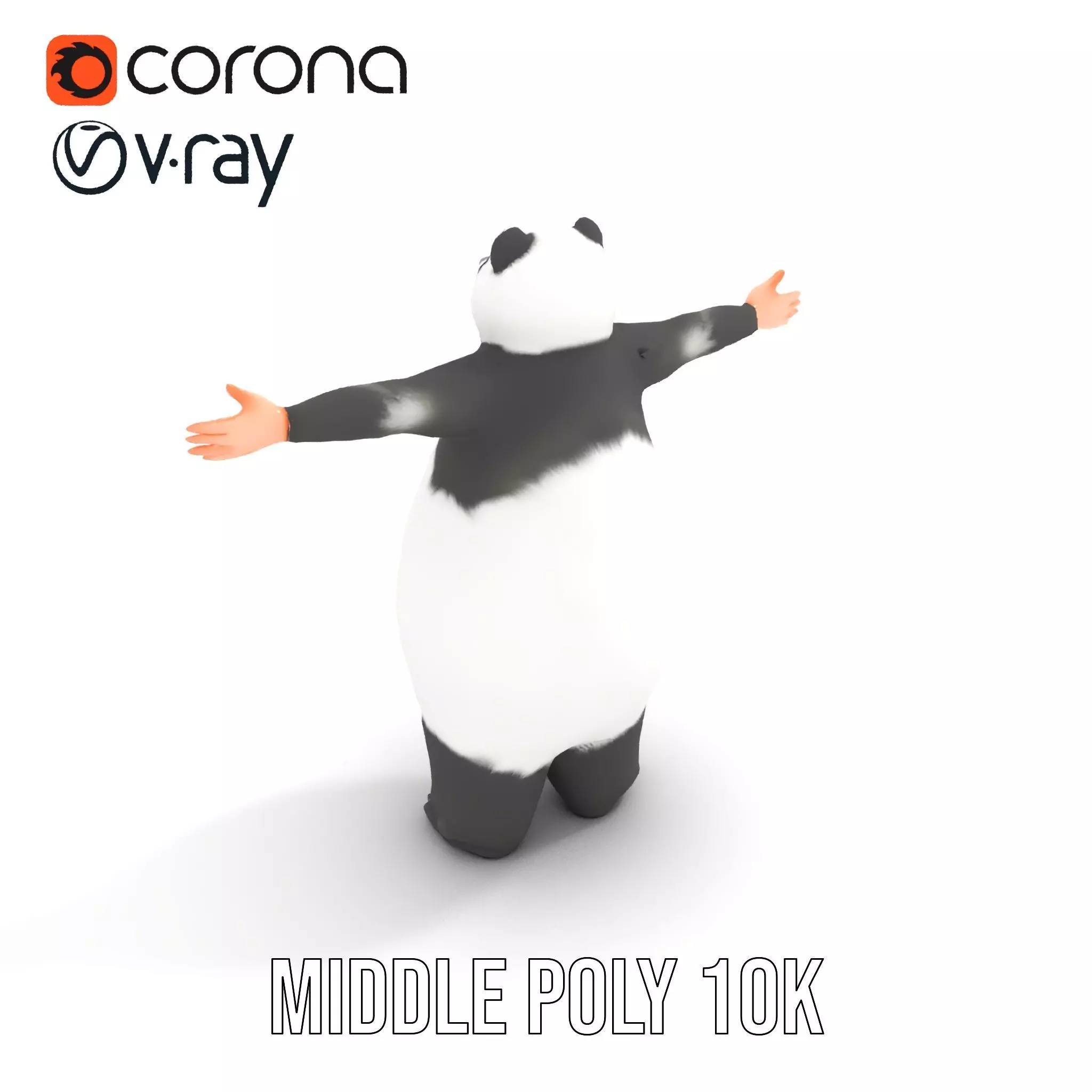 Fluffy Panda Character model pack Low-poly 3D model_6