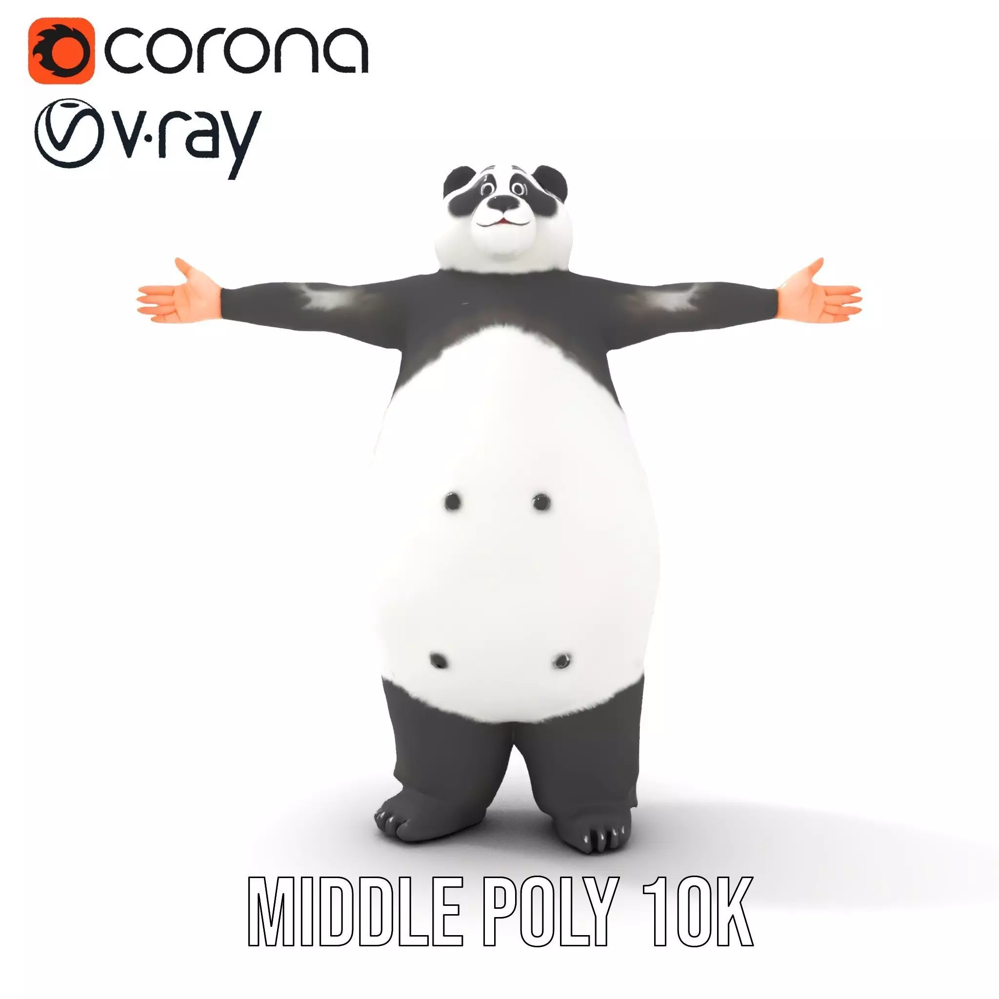 Fluffy Panda Character model pack Low-poly 3D model_28