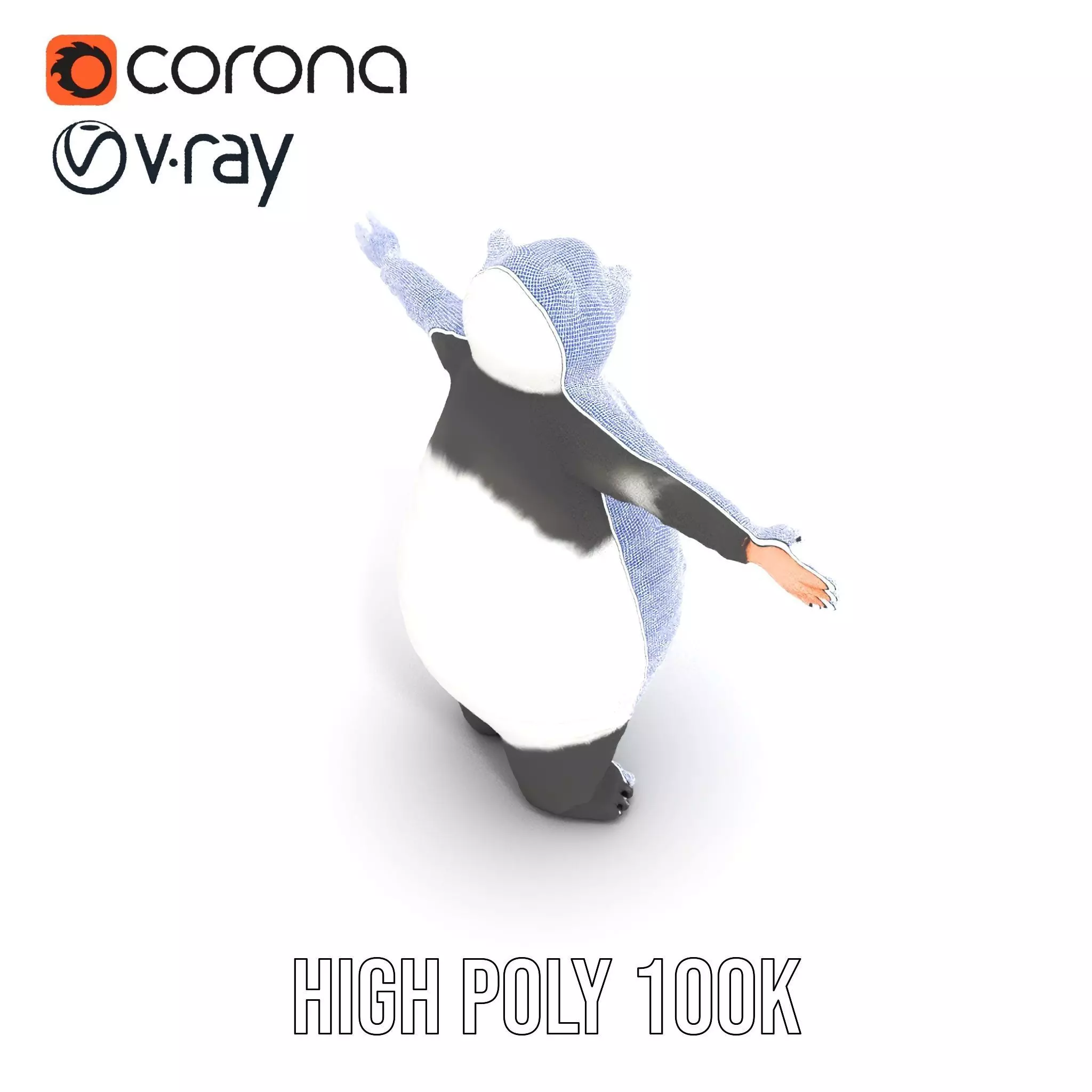 Fluffy Panda Character model pack Low-poly 3D model_33