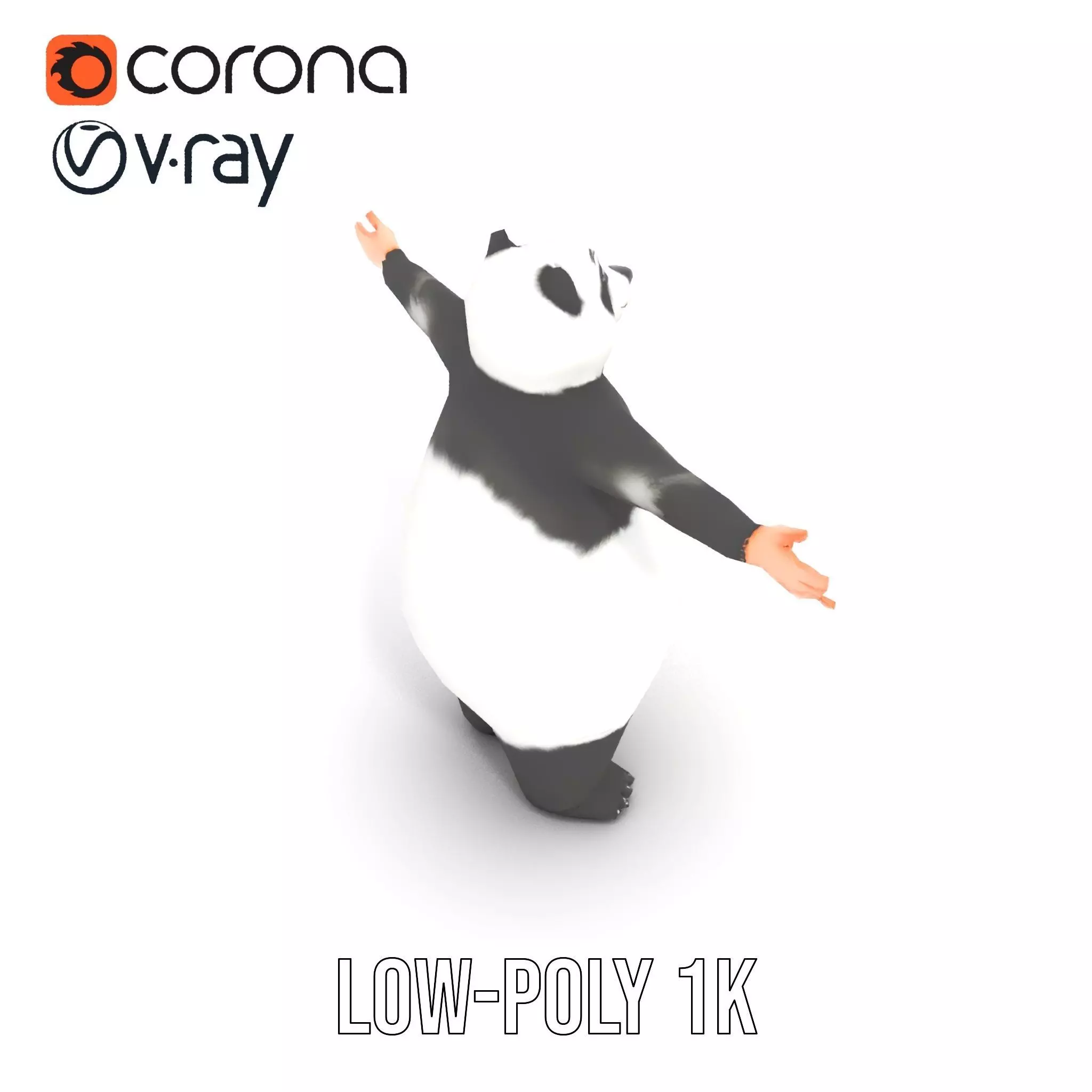 Fluffy Panda Character model pack Low-poly 3D model_8