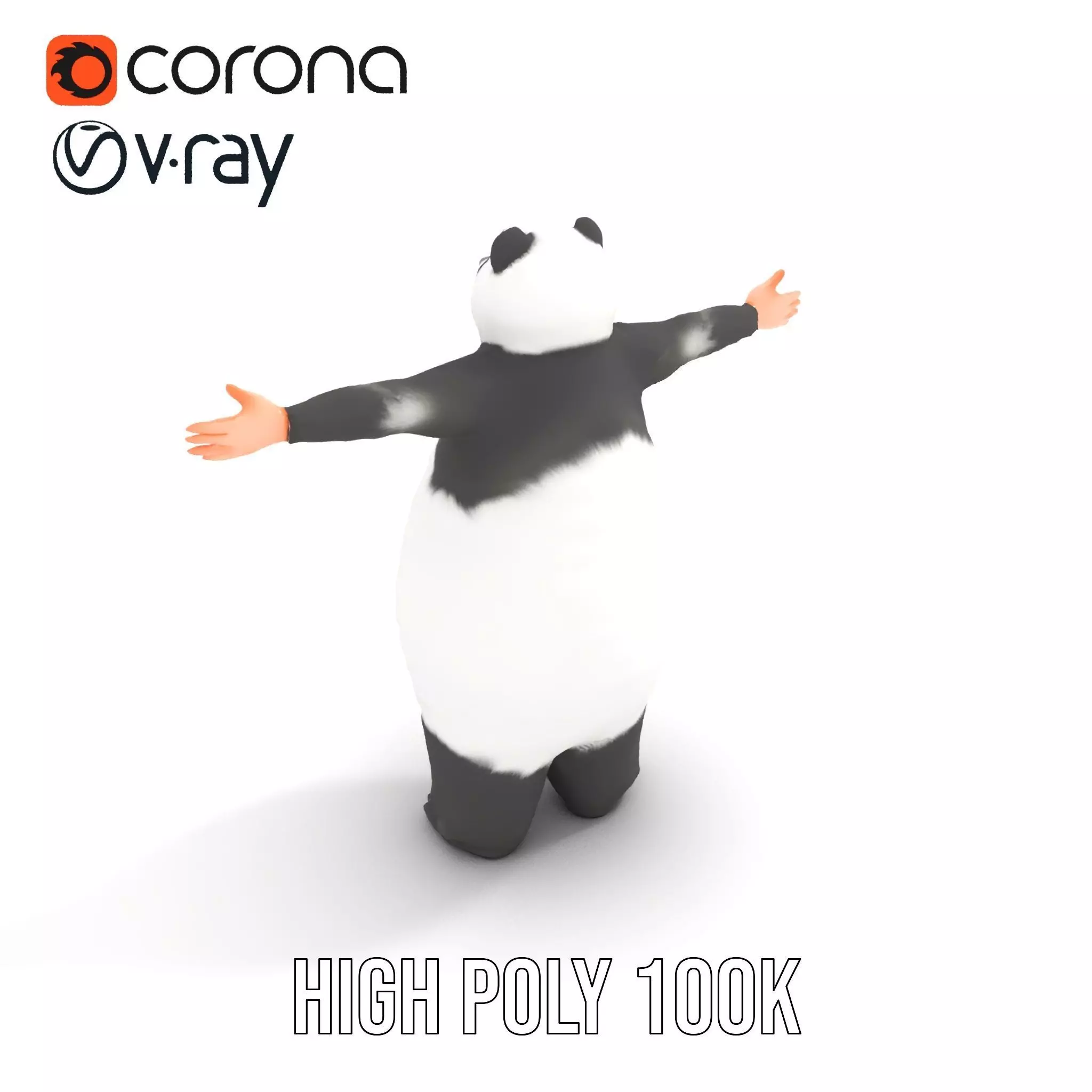 Fluffy Panda Character model pack Low-poly 3D model_18