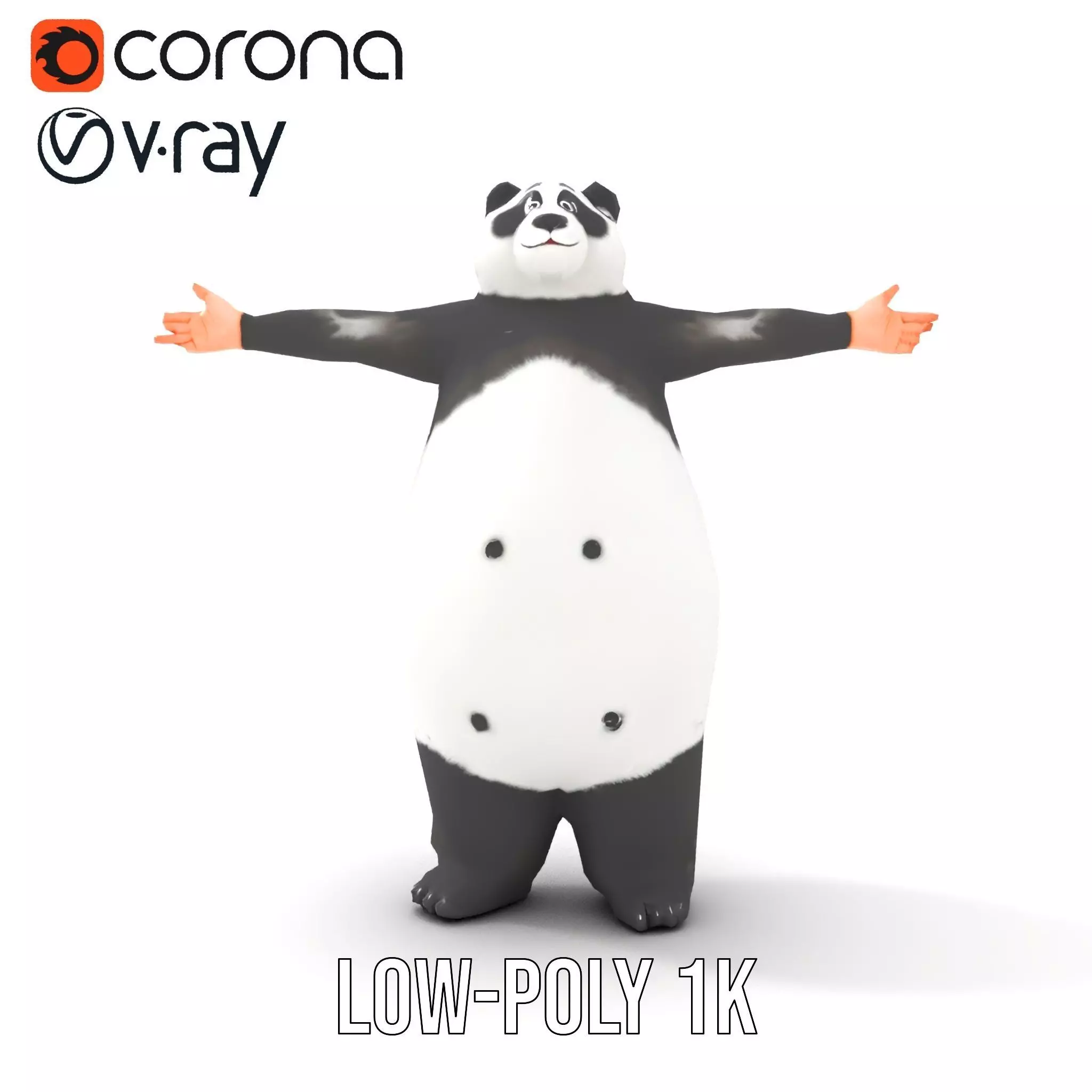 Fluffy Panda Character model pack Low-poly 3D model_26