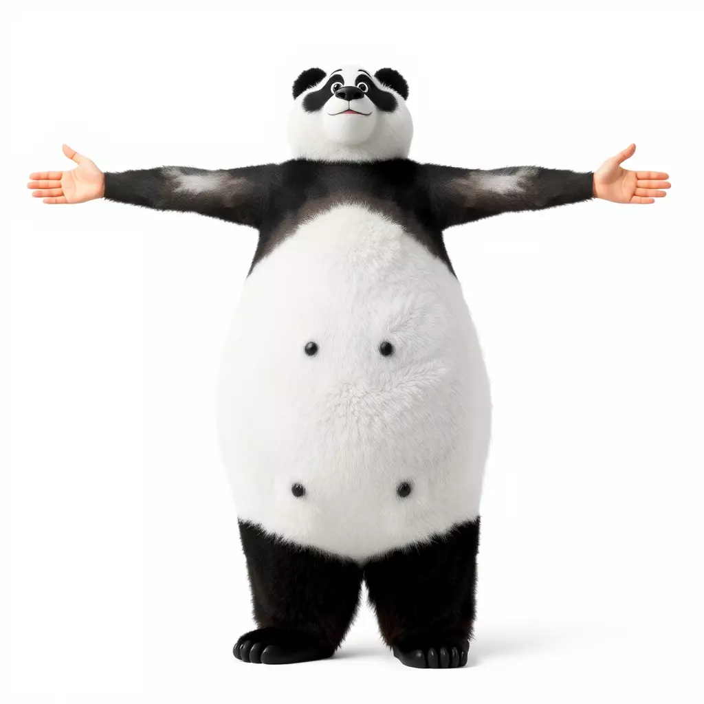 Fluffy Panda Character model pack Low-poly 3D model_3