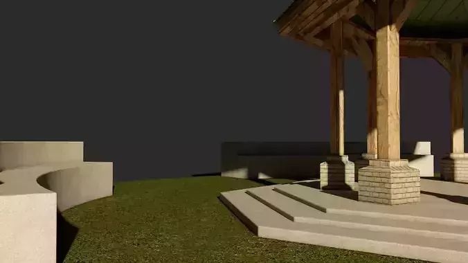 Park Bench and Sunsetshade Set 3D model 5