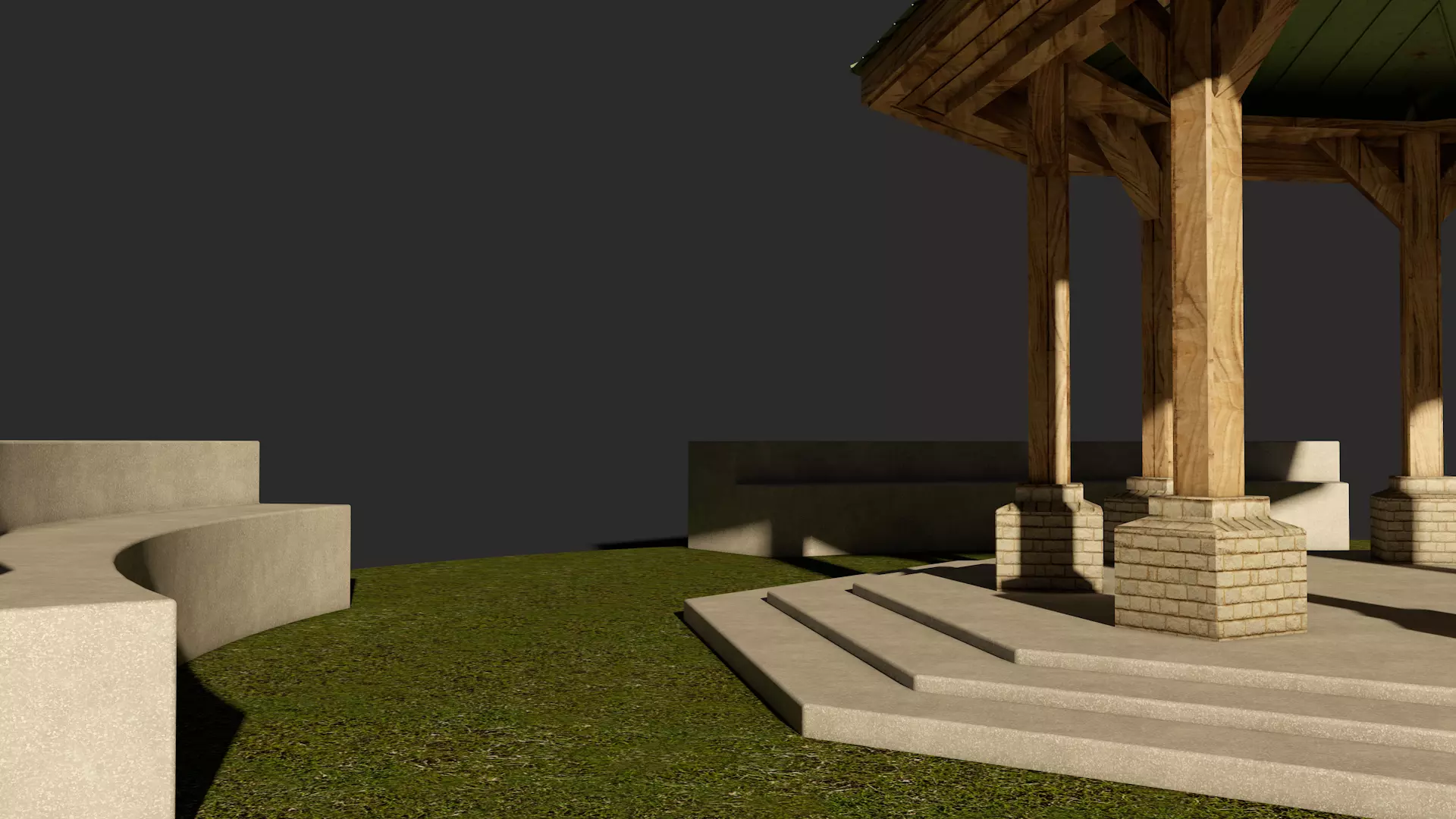 Park Bench and Sunsetshade Set 3D model_4