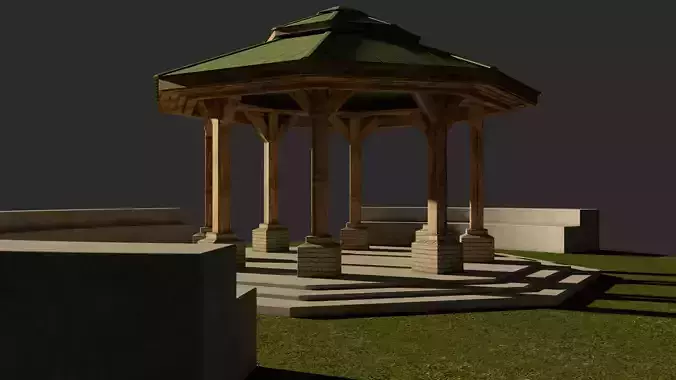 Park Bench and Sunsetshade Set 3D model 2