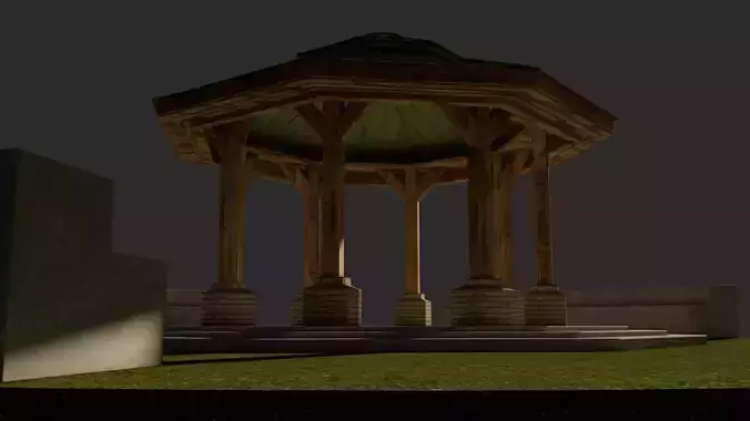 Park Bench and Sunsetshade Set 3D model 7