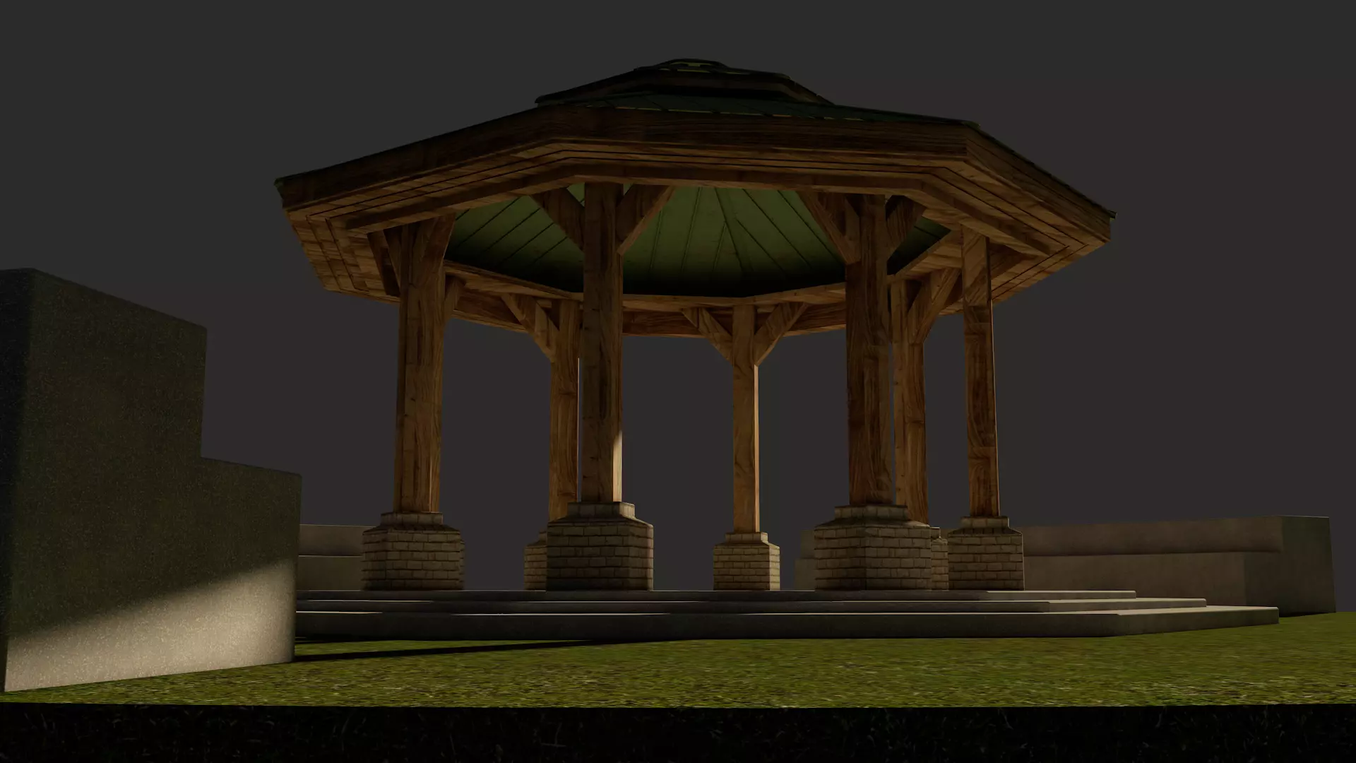 Park Bench and Sunsetshade Set 3D model_6