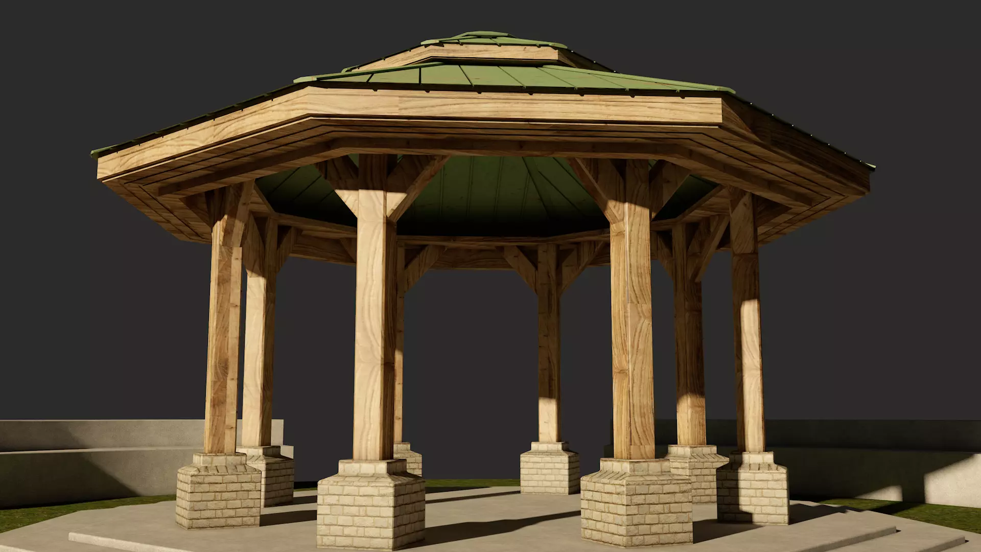 Park Bench and Sunsetshade Set 3D model_8