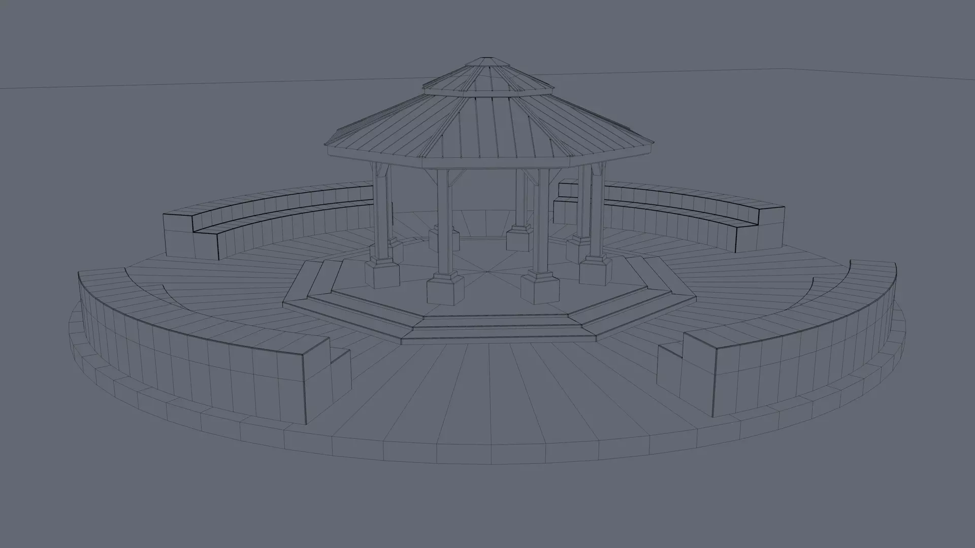 Park Bench and Sunsetshade Set 3D model_12