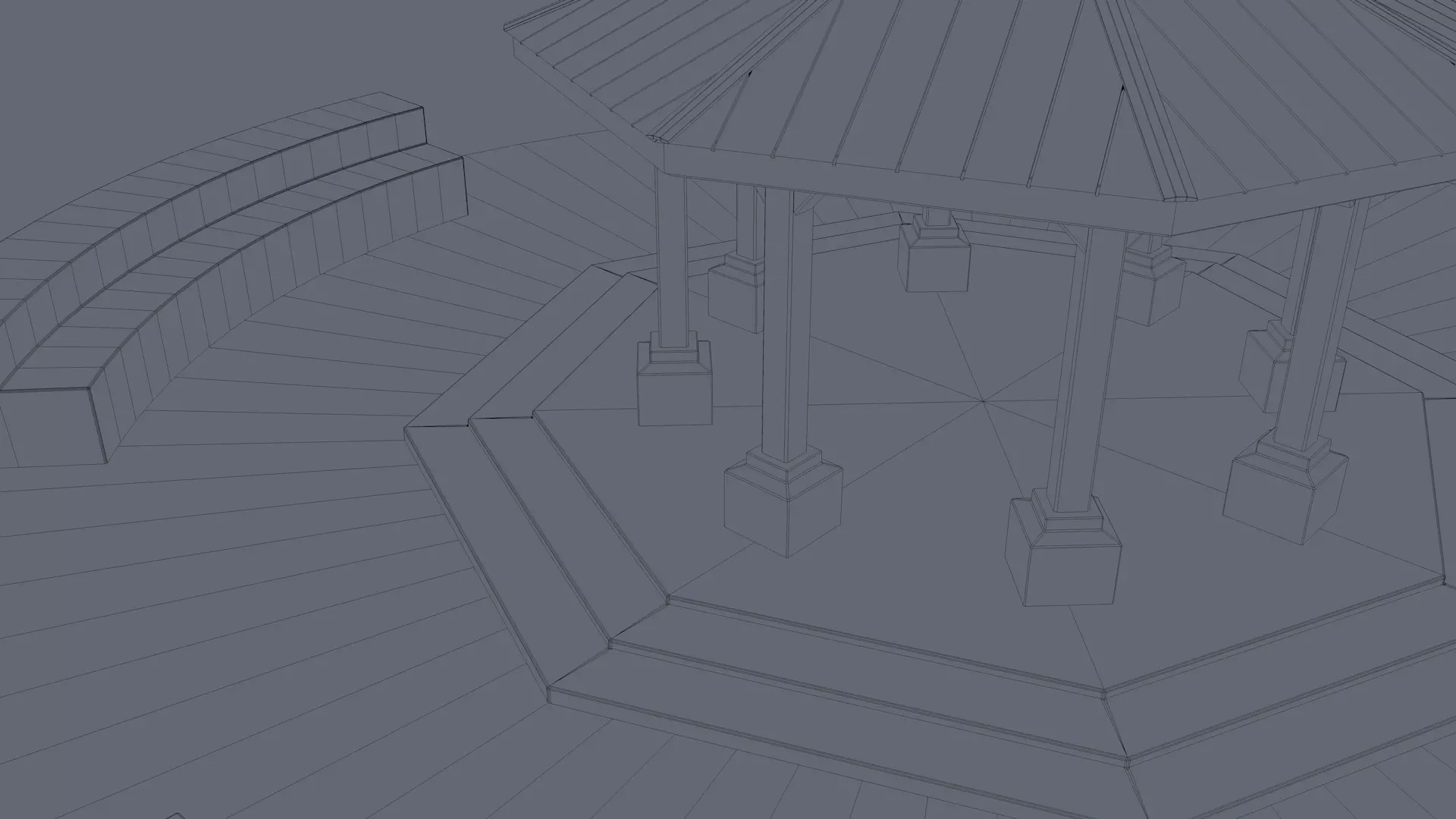 Park Bench and Sunsetshade Set 3D model_17