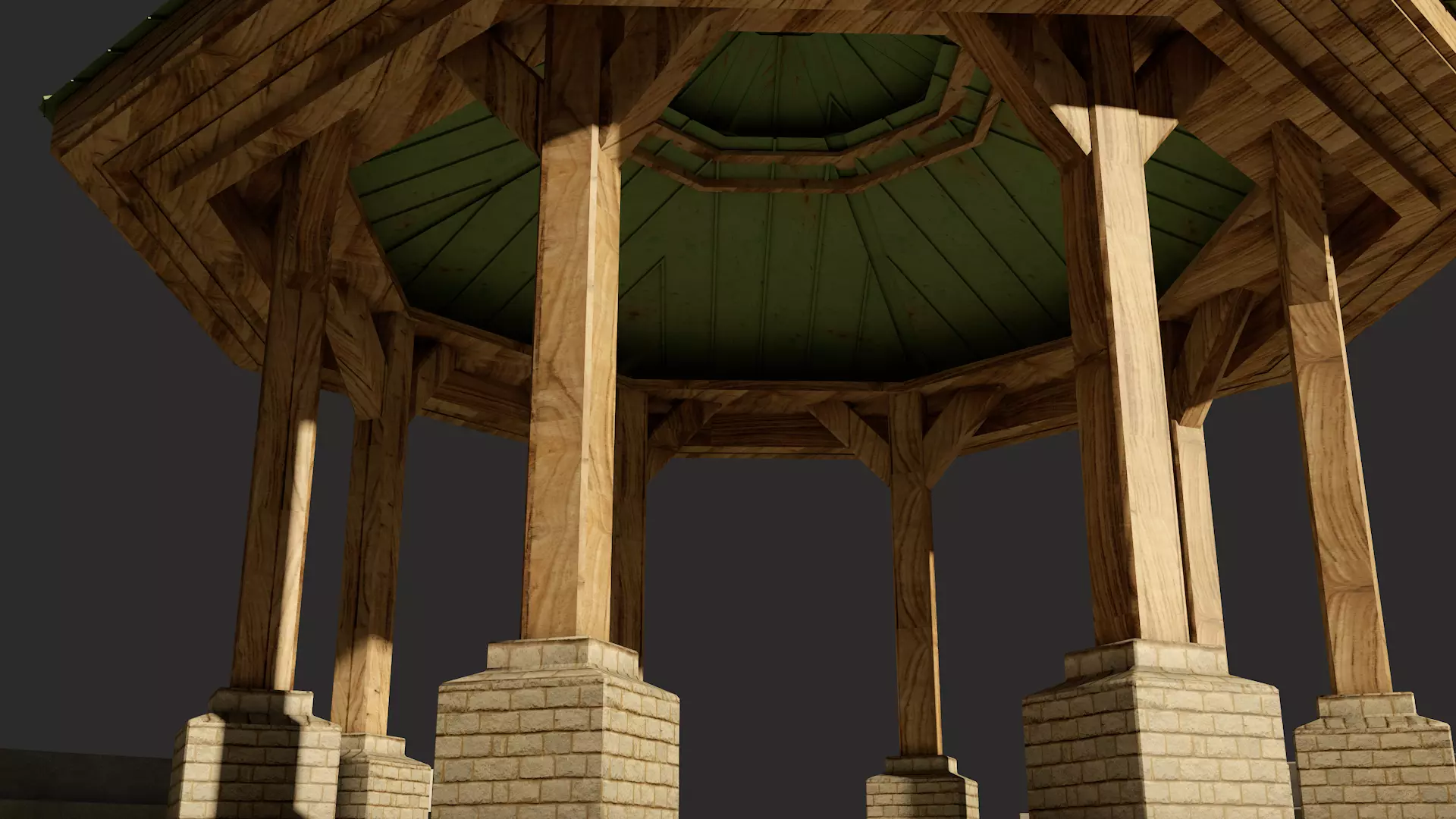 Park Bench and Sunsetshade Set 3D model_3