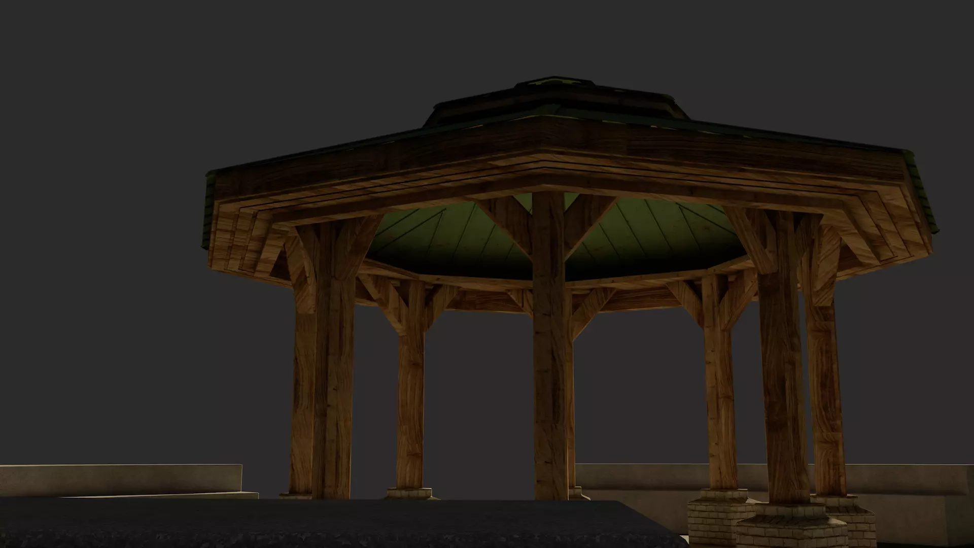 Park Bench and Sunsetshade Set 3D model_9