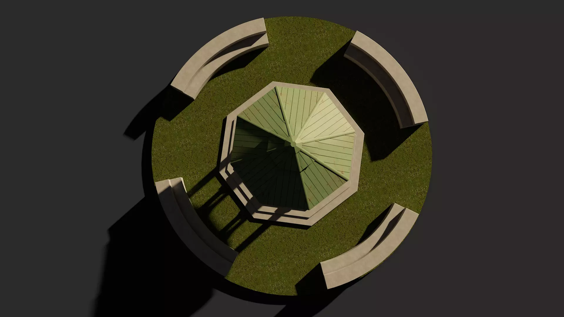 Park Bench and Sunsetshade Set 3D model_5