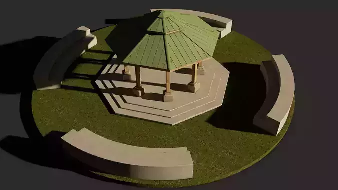 Park Bench and Sunsetshade Set 3D model 3