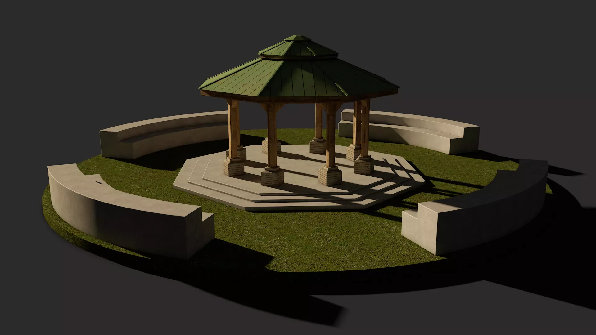 Park Bench and Sunsetshade Set 3D model_0