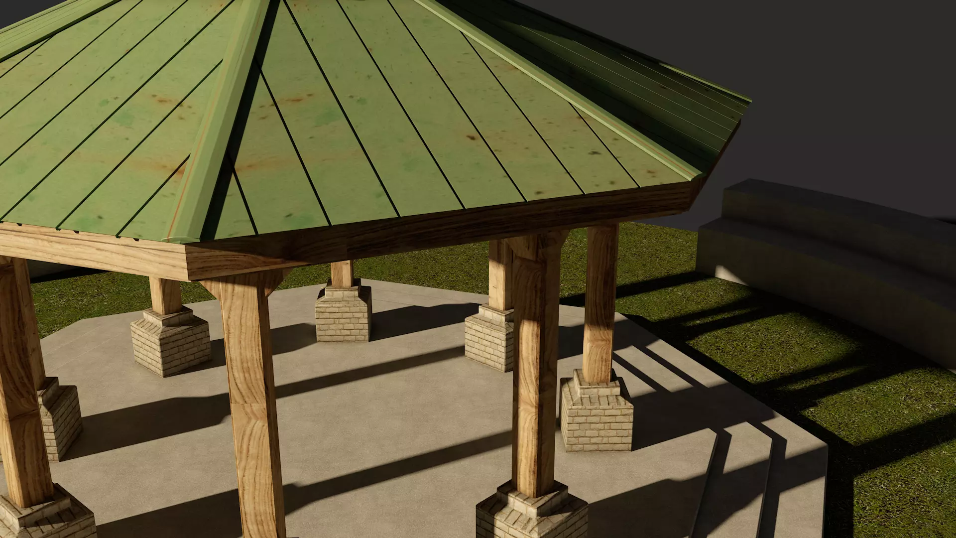 Park Bench and Sunsetshade Set 3D model_11