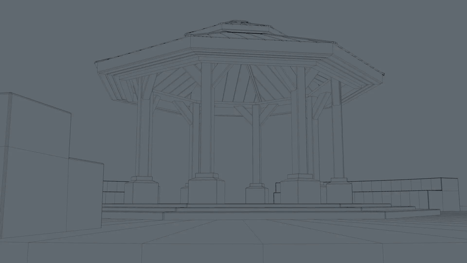 Park Bench and Sunsetshade Set 3D model_15