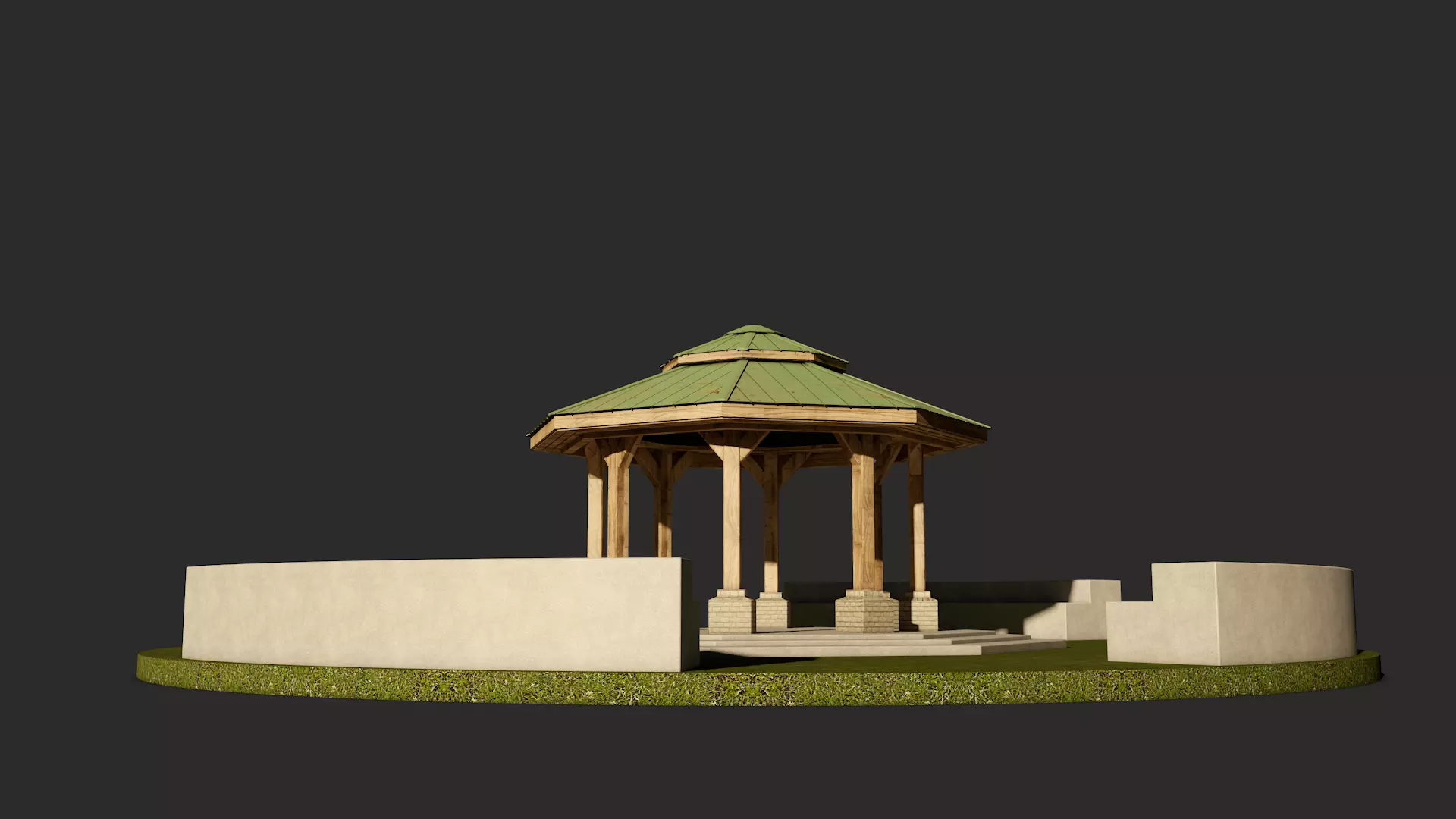 Park Bench and Sunsetshade Set 3D model_10