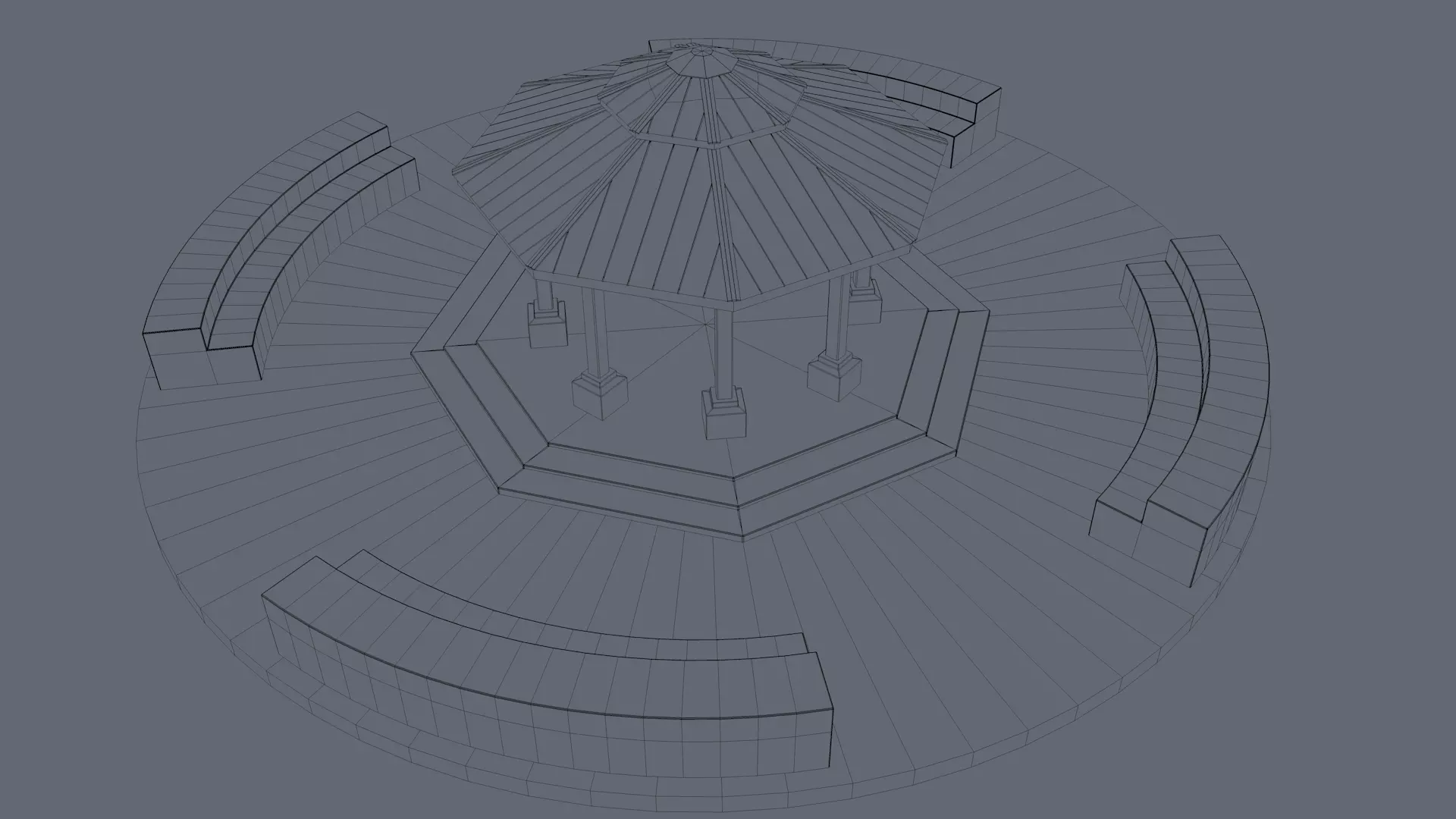 Park Bench and Sunsetshade Set 3D model_22