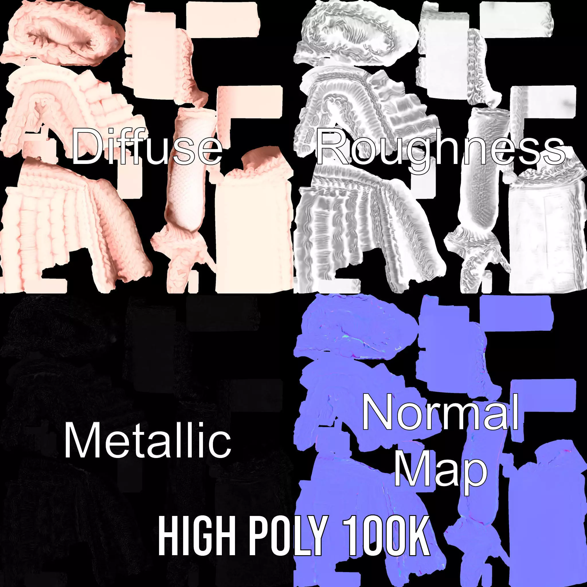 Soft Knitted Blanket model pack Low-poly 3D model_4