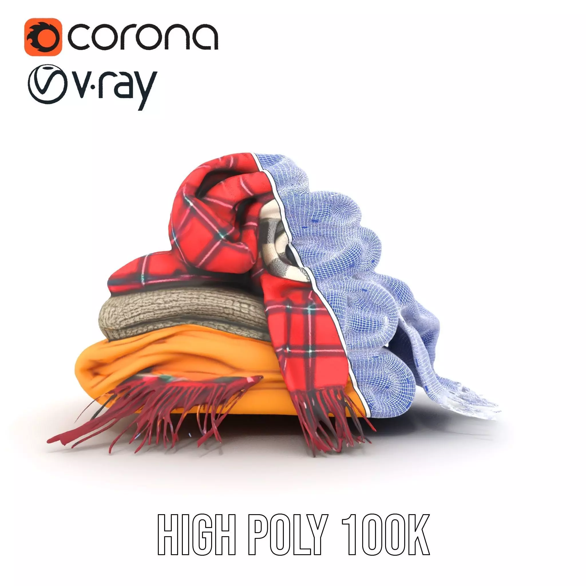 Cozy Wool Scarf model pack Low-poly 3D model_33