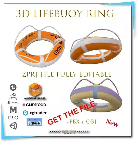 Lifebuoy Ring Low-poly 3D model