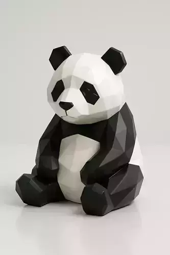 Low-Poly Panda Sculpture